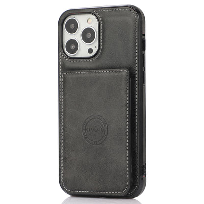 Anti-drop Card Holders PU Leather Coated PC TPU Hybrid Shell [Built-in Magnetic Metal Sheet] for iPhone 13 Pro 6.1 inch