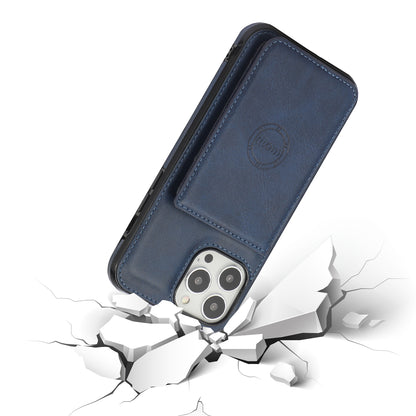Anti-drop Card Holders PU Leather Coated PC TPU Hybrid Shell [Built-in Magnetic Metal Sheet] for iPhone 13 Pro 6.1 inch