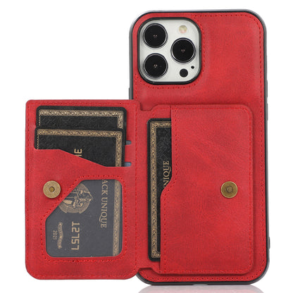 Well-protected Card Holders PU Leather Coated PC TPU Hybrid Shell [Built-in Magnetic Metal Sheet] for iPhone 13 Pro Max 6.7 inch