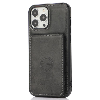 Well-protected Card Holders PU Leather Coated PC TPU Hybrid Shell [Built-in Magnetic Metal Sheet] for iPhone 13 Pro Max 6.7 inch