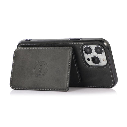Well-protected Card Holders PU Leather Coated PC TPU Hybrid Shell [Built-in Magnetic Metal Sheet] for iPhone 13 Pro Max 6.7 inch