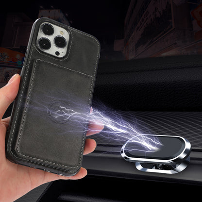 Well-protected Card Holders PU Leather Coated PC TPU Hybrid Shell [Built-in Magnetic Metal Sheet] for iPhone 13 Pro Max 6.7 inch