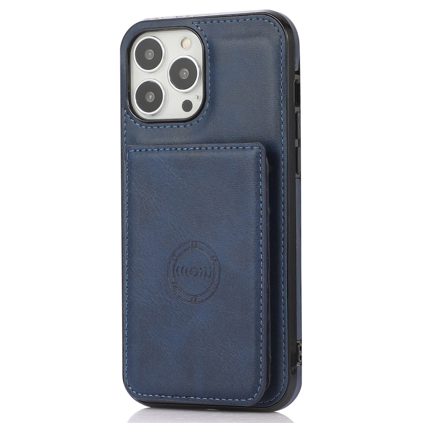 Well-protected Card Holders PU Leather Coated PC TPU Hybrid Shell [Built-in Magnetic Metal Sheet] for iPhone 13 Pro Max 6.7 inch