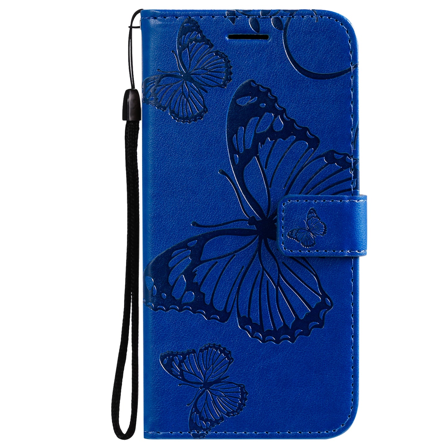 KT Imprinting Flower Series-2 Butterfly Pattern Imprinting Leather Phone CoverProtector with Strap for iPhone 13 Pro 6.1 inch