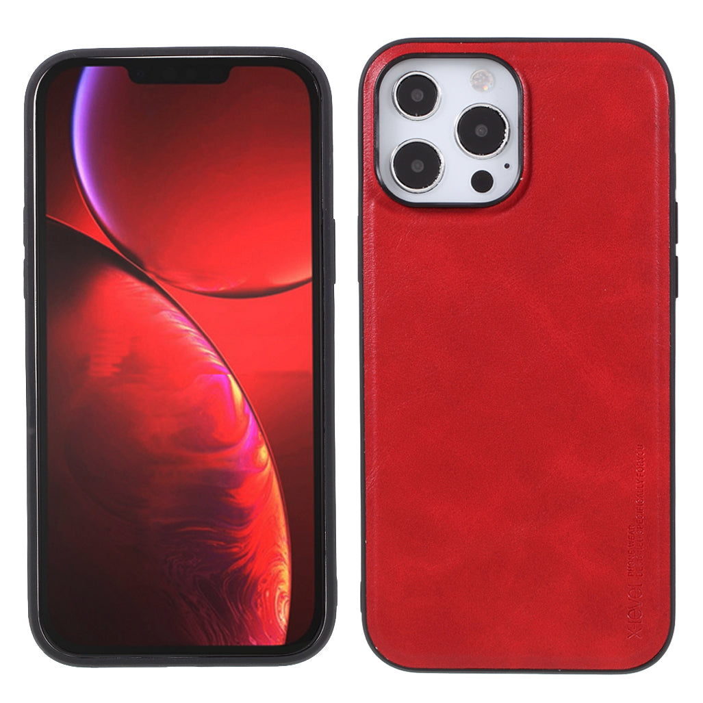 X-LEVEL Vintage Style Shockproof PU Leather Back Soft TPU Edges Protective Case for iPhone 13 Pro Max 6.7 inch