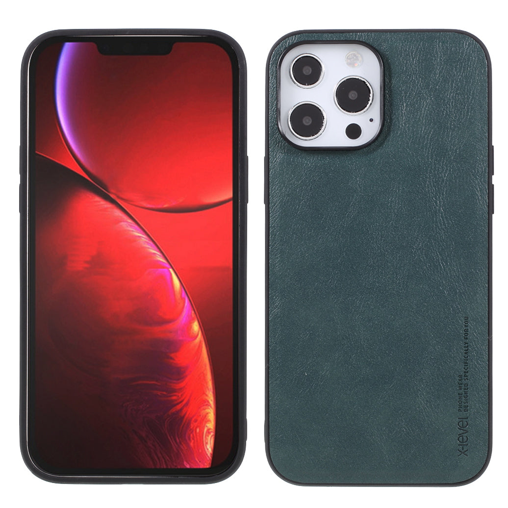 X-LEVEL Vintage Style Shockproof PU Leather Back Soft TPU Edges Protective Case for iPhone 13 Pro Max 6.7 inch