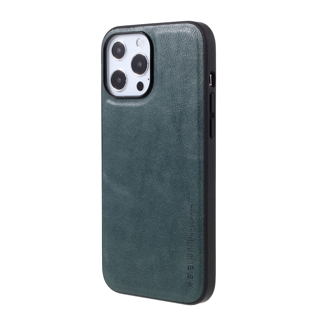 X-LEVEL Vintage Style Shockproof PU Leather Back Soft TPU Edges Protective Case for iPhone 13 Pro Max 6.7 inch