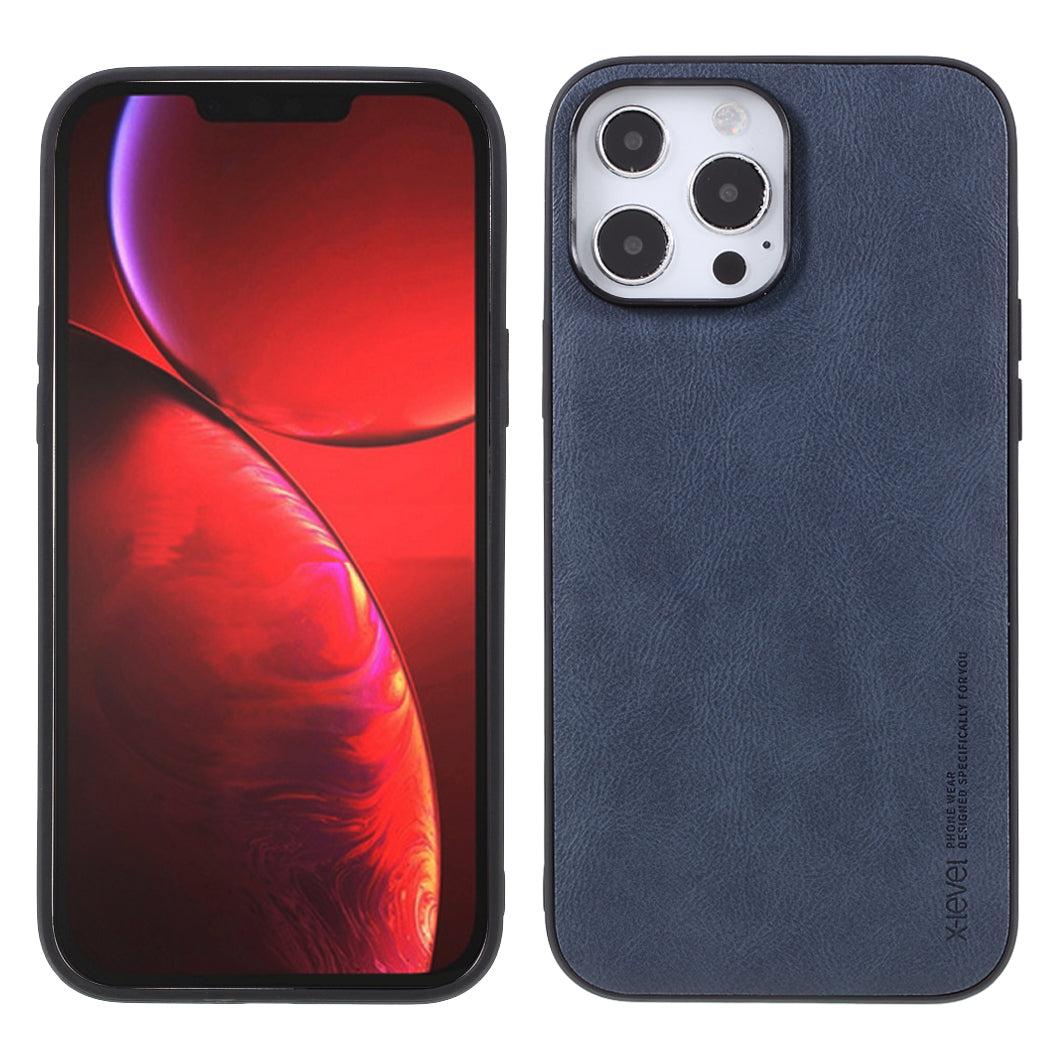 X-LEVEL Vintage Style Shockproof PU Leather Back Soft TPU Edges Protective Case for iPhone 13 Pro Max 6.7 inch