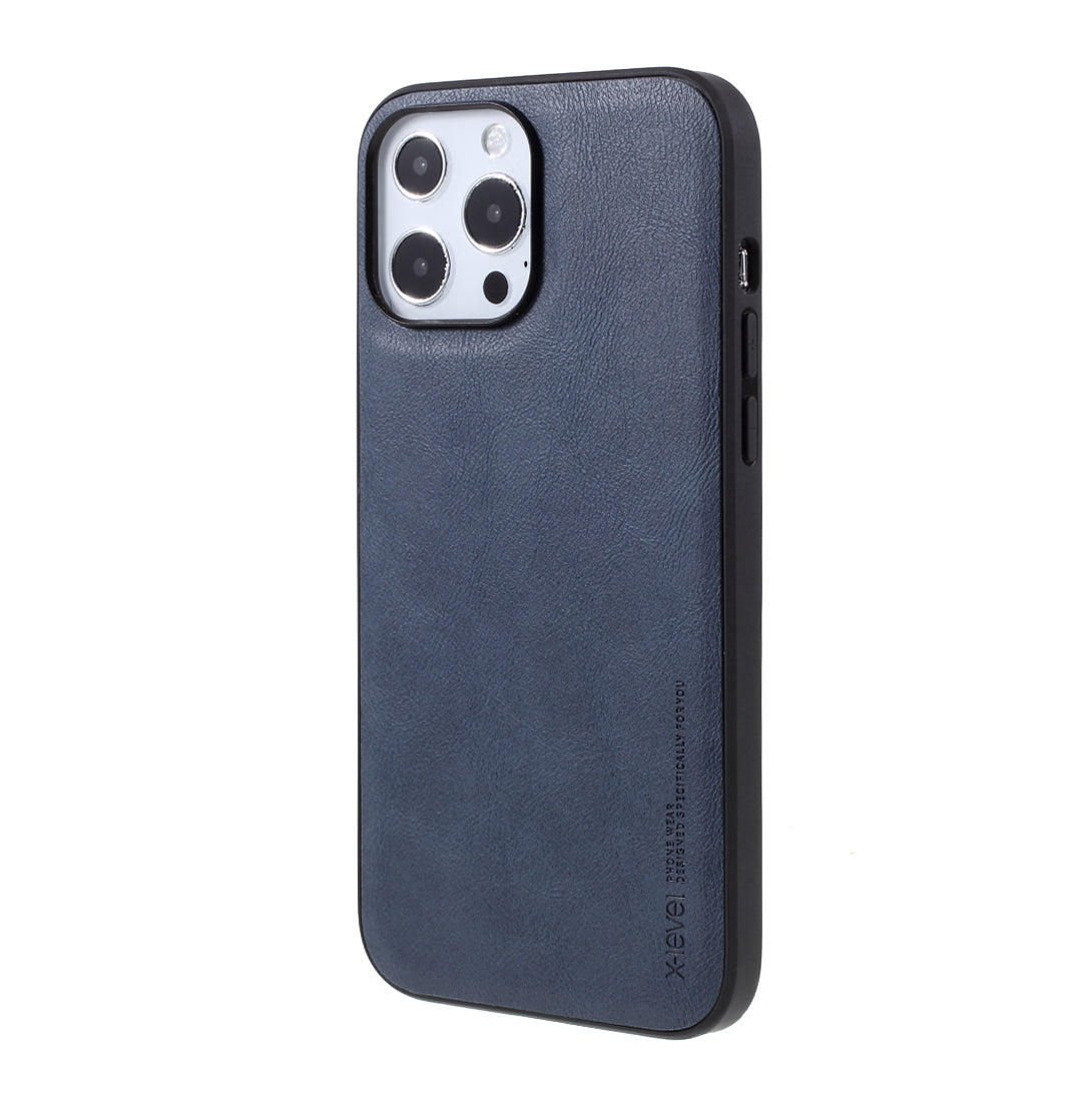 X-LEVEL Vintage Style Shockproof PU Leather Back Soft TPU Edges Protective Case for iPhone 13 Pro Max 6.7 inch