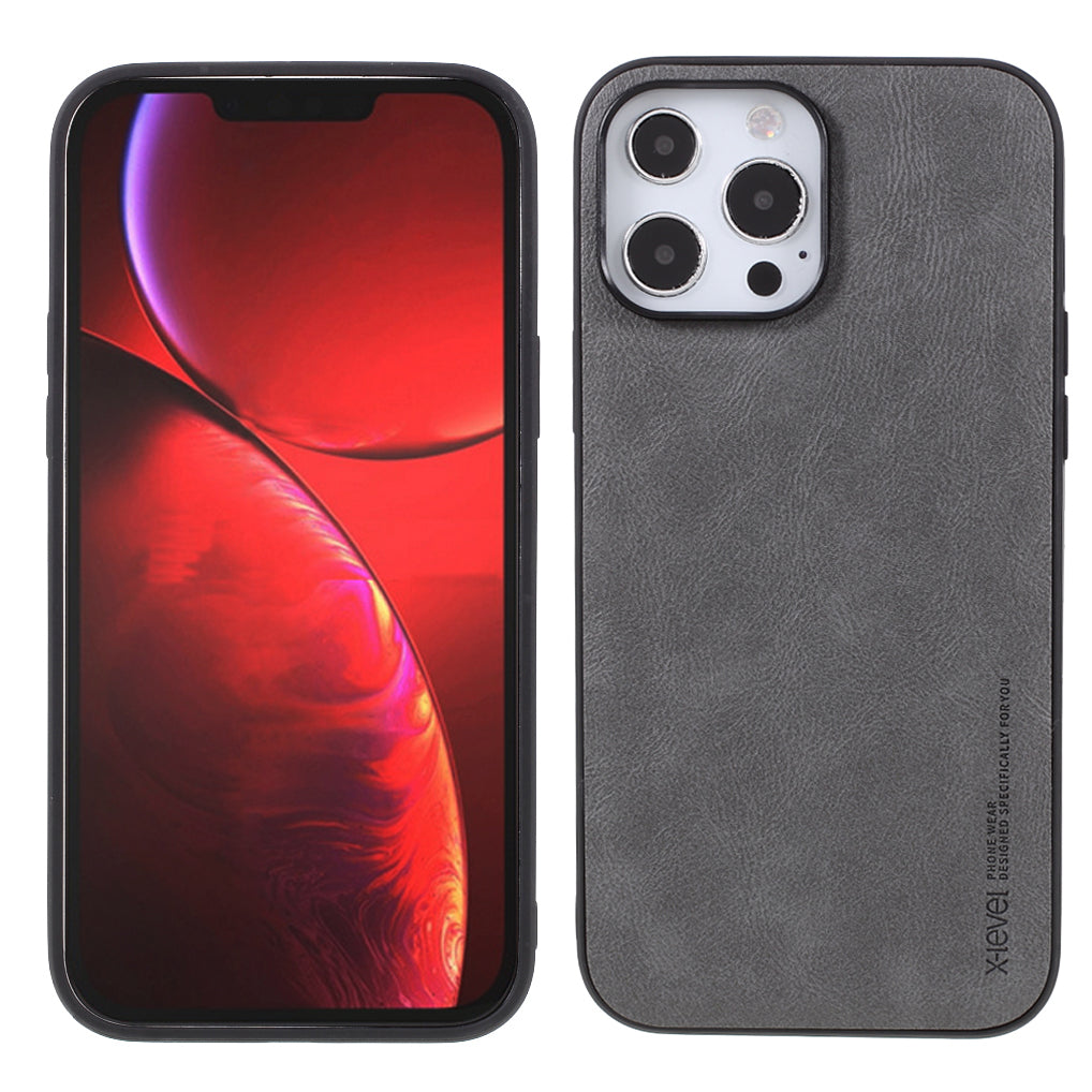 X-LEVEL Vintage Style Shockproof PU Leather Back Soft TPU Edges Protective Case for iPhone 13 Pro Max 6.7 inch