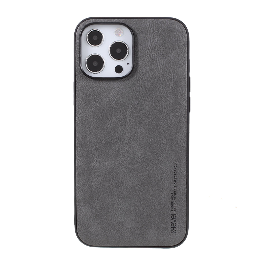 X-LEVEL Vintage Style Shockproof PU Leather Back Soft TPU Edges Protective Case for iPhone 13 Pro Max 6.7 inch