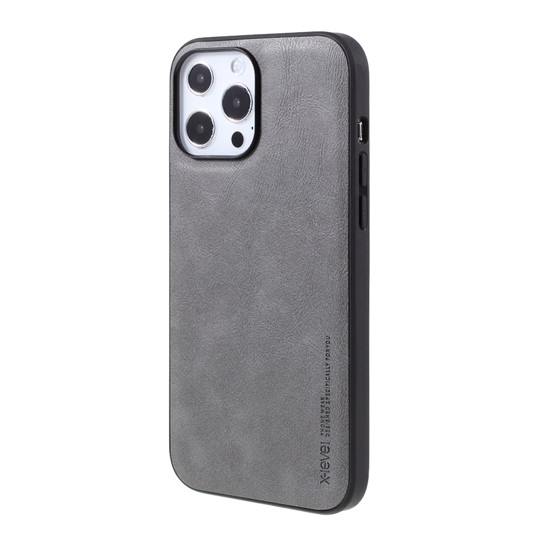 X-LEVEL Vintage Style Shockproof PU Leather Back Soft TPU Edges Protective Case for iPhone 13 Pro Max 6.7 inch