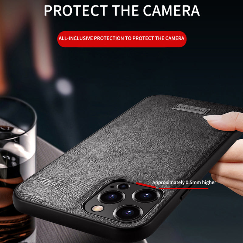 SULADA Drop-proof PU Leather Coated TPU + PC Phone Case Cover for iPhone 13 Pro Max 6.7 inch