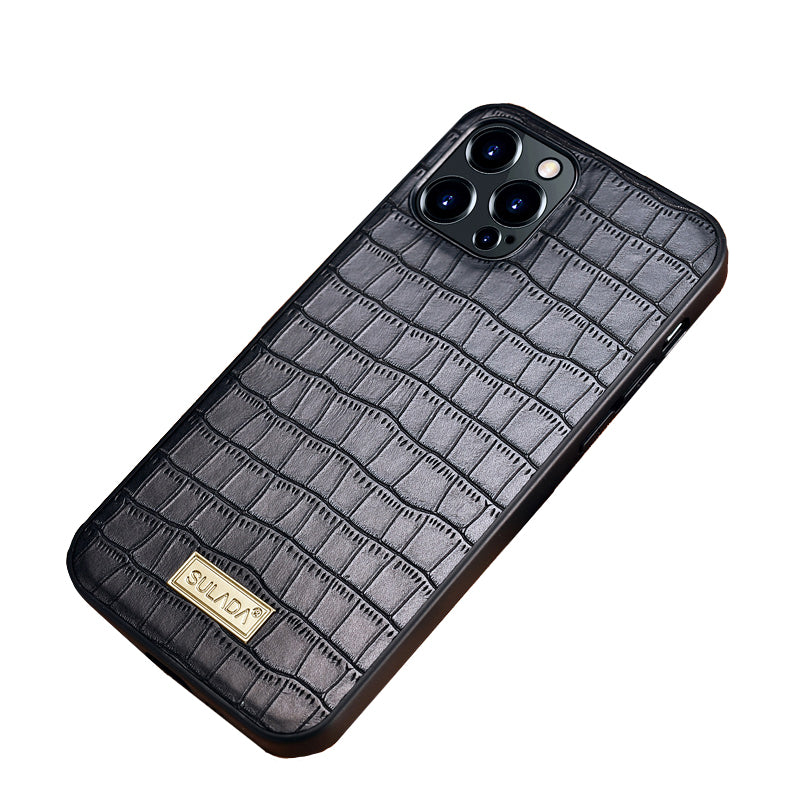 SULADA Crocodile Texture Anti Scratch PU Leather Coated Phone Case Cover for iPhone 13 Pro 6.1 inch