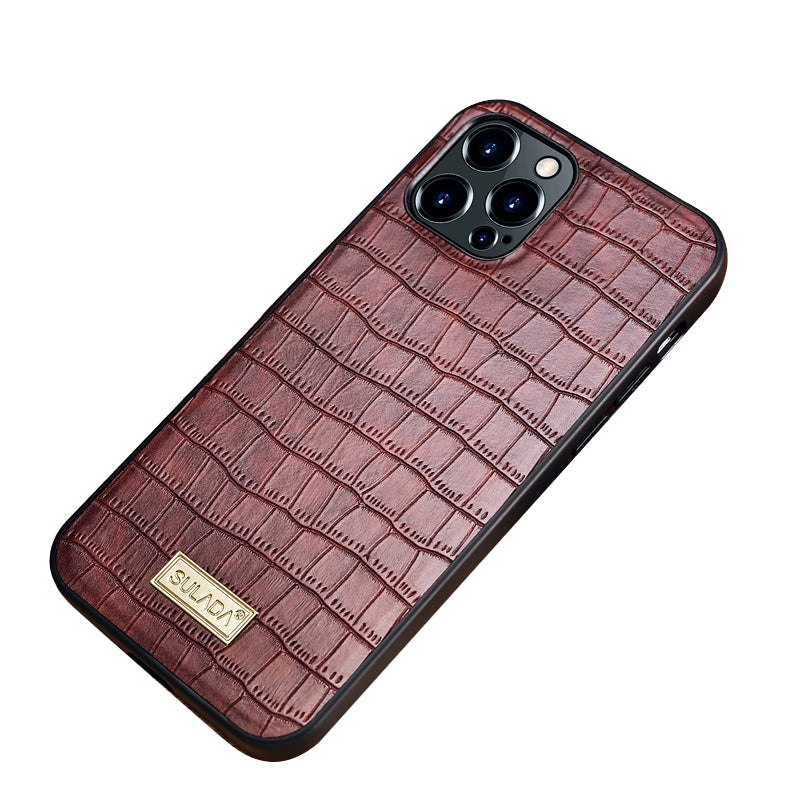 SULADA Crocodile Texture Anti Scratch PU Leather Coated Phone Case Cover for iPhone 13 Pro 6.1 inch