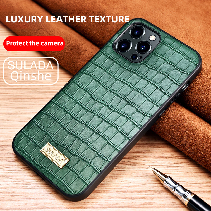 SULADA Crocodile Texture Anti Scratch PU Leather Coated Phone Case Cover for iPhone 13 Pro 6.1 inch