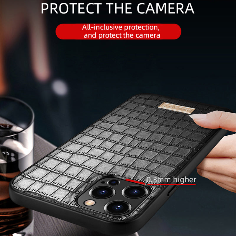 SULADA Crocodile Texture Anti Scratch PU Leather Coated Phone Case Cover for iPhone 13 Pro 6.1 inch