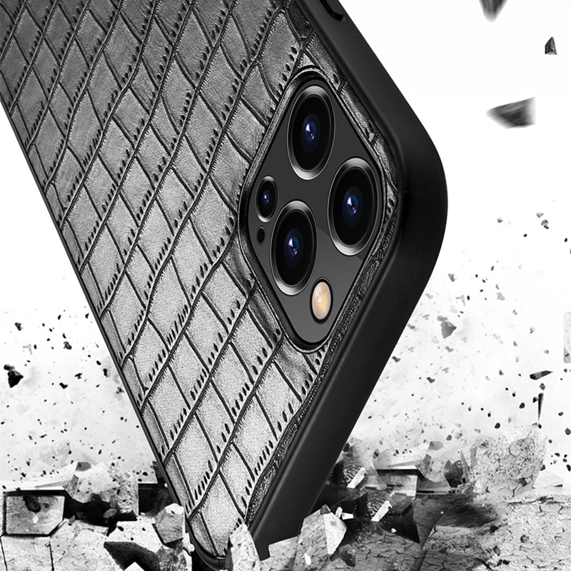 SULADA Crocodile Texture Anti Scratch PU Leather Coated Phone Case Cover for iPhone 13 Pro 6.1 inch
