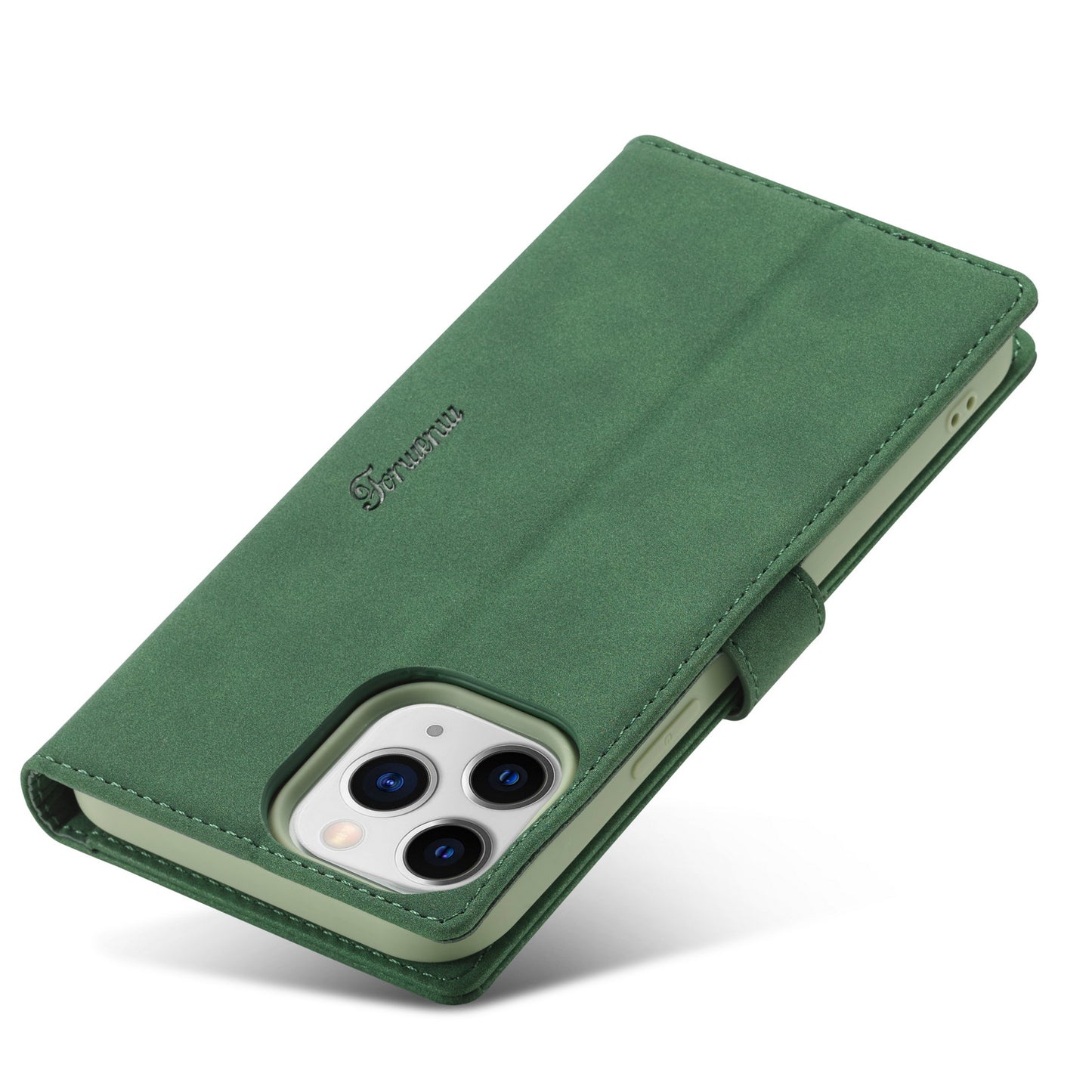 FORWENW F1 Series Leather Mobile Phone Cover Case Shell with Wallet Stand for iPhone 13 Pro Max 6.7 inch