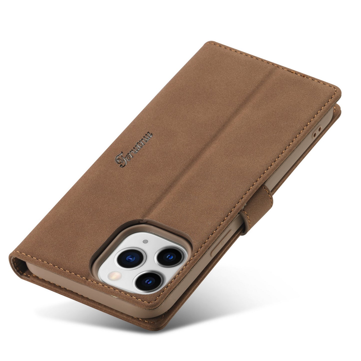 FORWENW F1 Series Leather Mobile Phone Cover Case Shell with Wallet Stand for iPhone 13 Pro Max 6.7 inch
