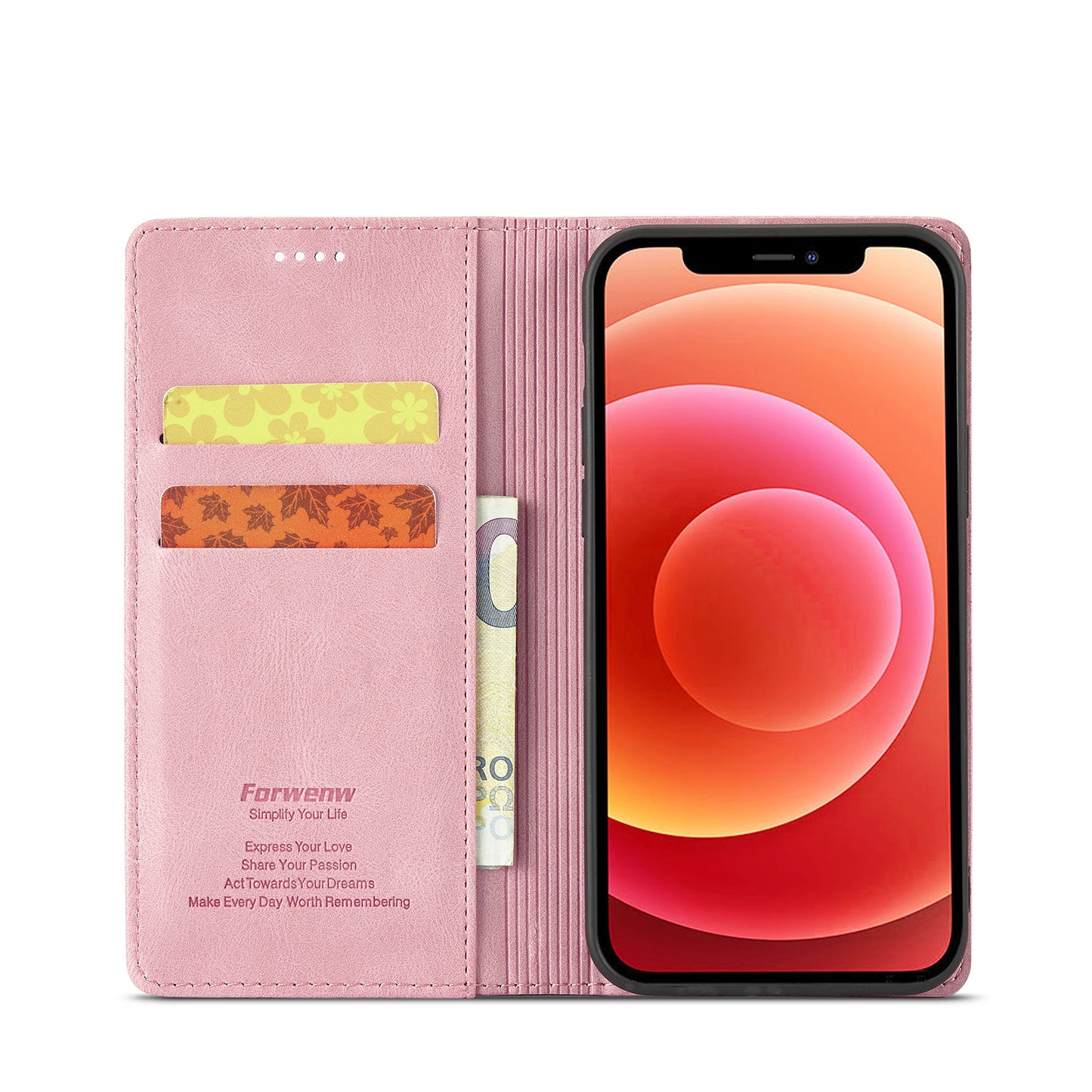 FORWENW F2 Series Full Protective Scratch-proof Leather Wallet Case for iPhone 13 Pro 6.1 inch