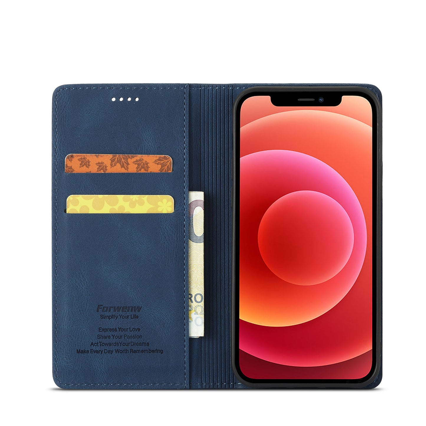 FORWENW F2 Series Full Protective Scratch-proof Leather Wallet Case for iPhone 13 Pro 6.1 inch
