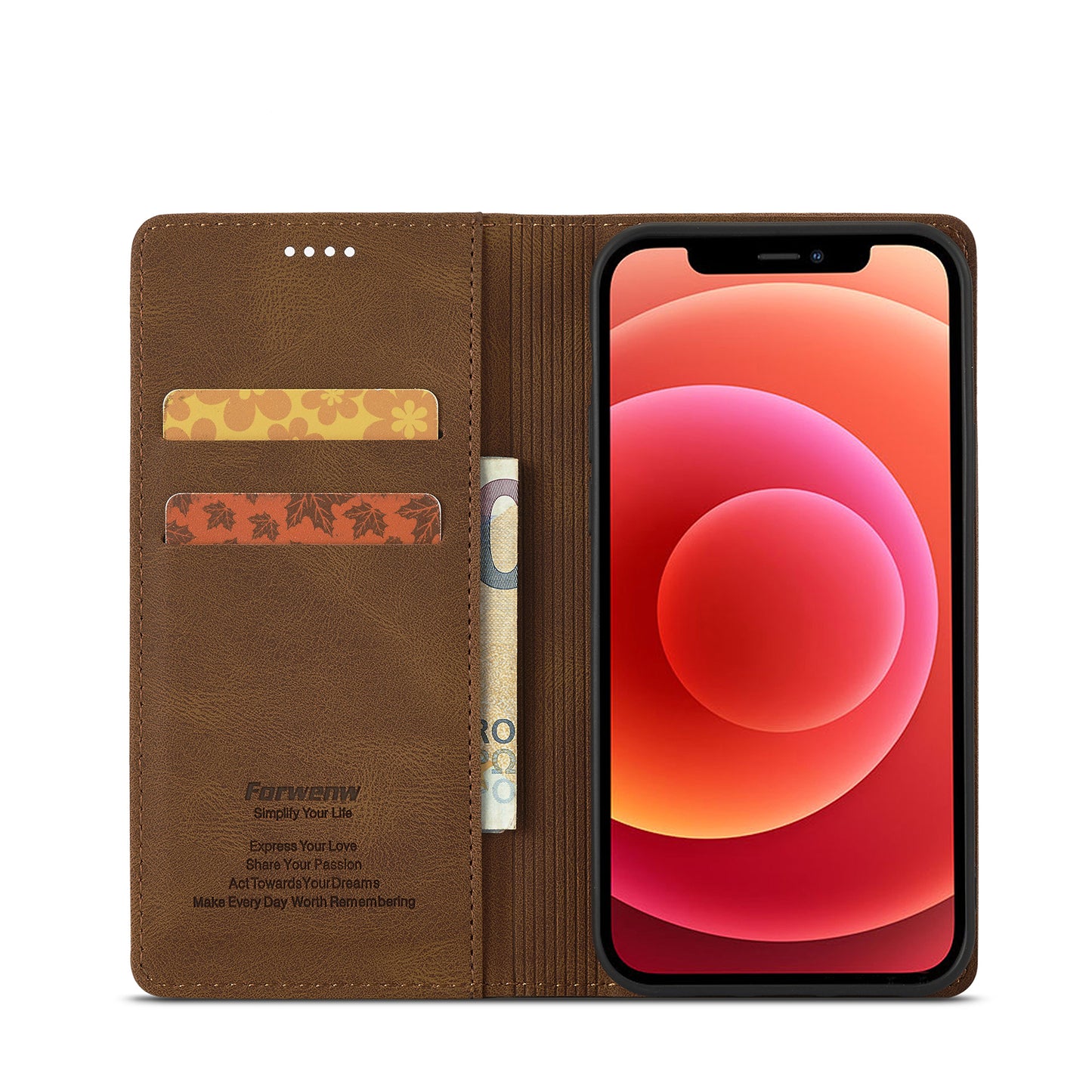 FORWENW F2 Series Full Protective Scratch-proof Leather Wallet Case for iPhone 13 Pro 6.1 inch