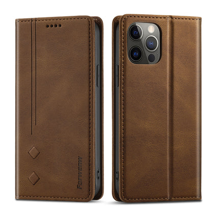 FORWENW F2 Series Stylish Solid Color Leather Wallet Design Phone Case for iPhone 13 Pro Max 6.7 inch