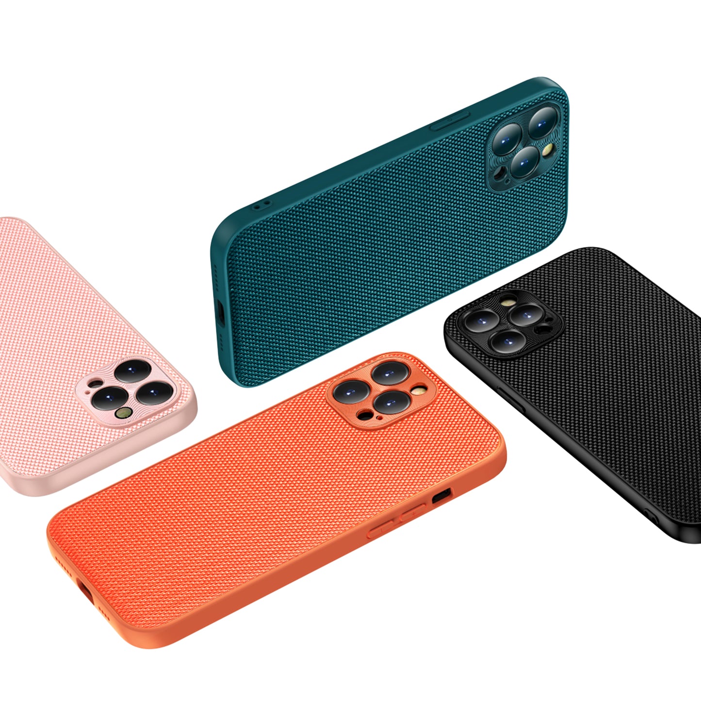 Scratch-proof Protective 3D Nylon+PC+TPU Hybrid Phone Cover Case for iPhone 13 Pro 6.1 inch