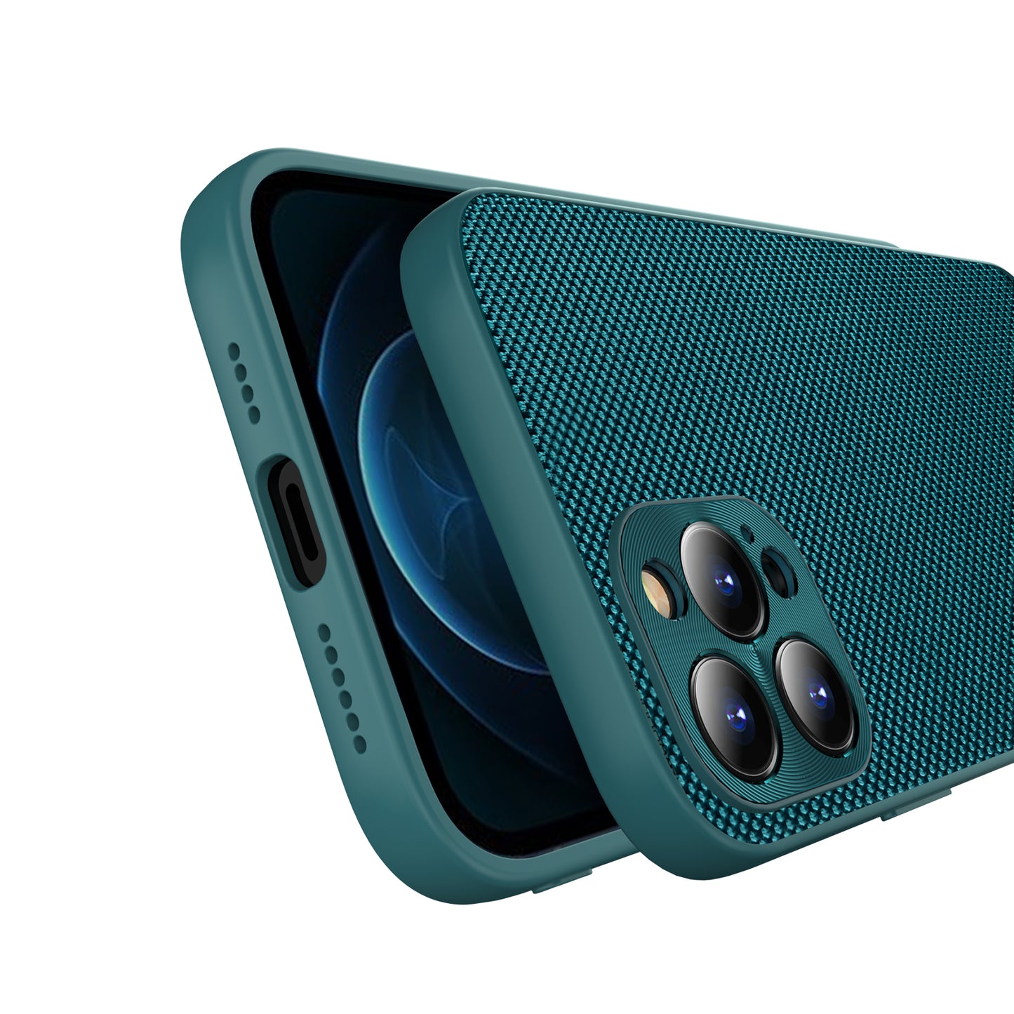 Scratch-proof Protective 3D Nylon+PC+TPU Hybrid Phone Cover Case for iPhone 13 Pro 6.1 inch