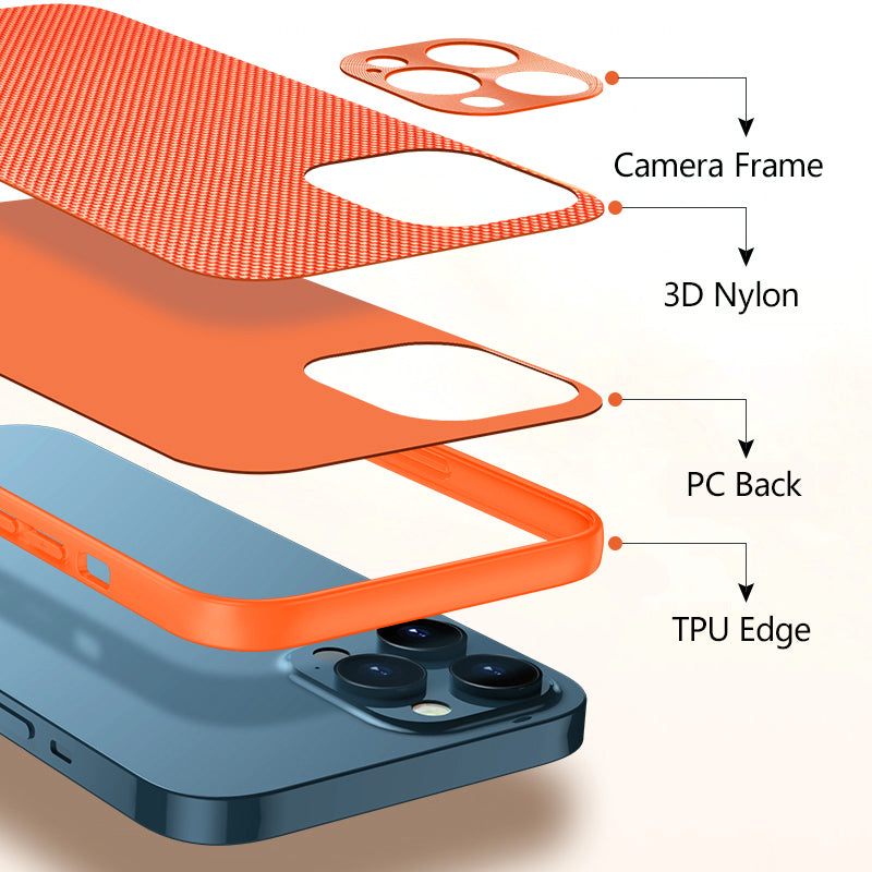 Scratch-proof Protective 3D Nylon+PC+TPU Hybrid Phone Cover Case for iPhone 13 Pro 6.1 inch