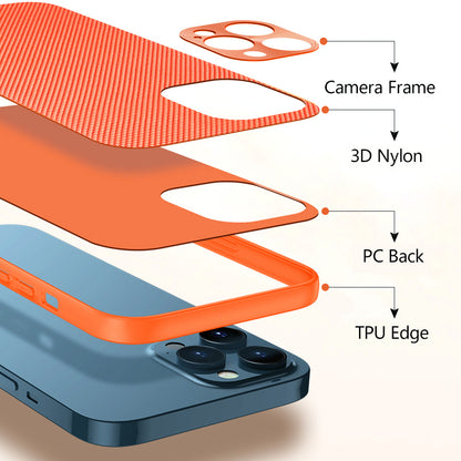 Scratch-proof Protective 3D Nylon+PC+TPU Hybrid Phone Cover Case for iPhone 13 Pro 6.1 inch