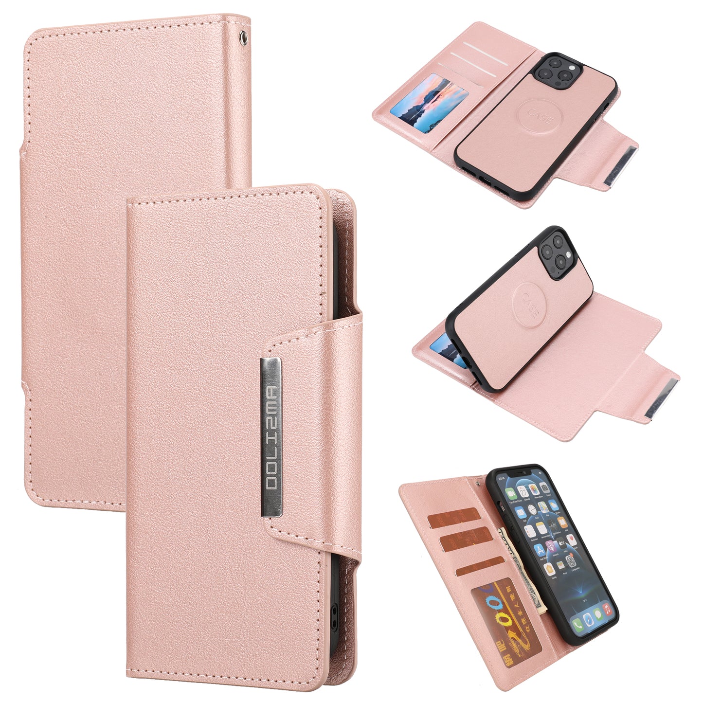Ultra-thin Shockproof Full Protection Leather Wallet Phone Case with Detachable Inner for iPhone 13 Pro Max 6.7 inch