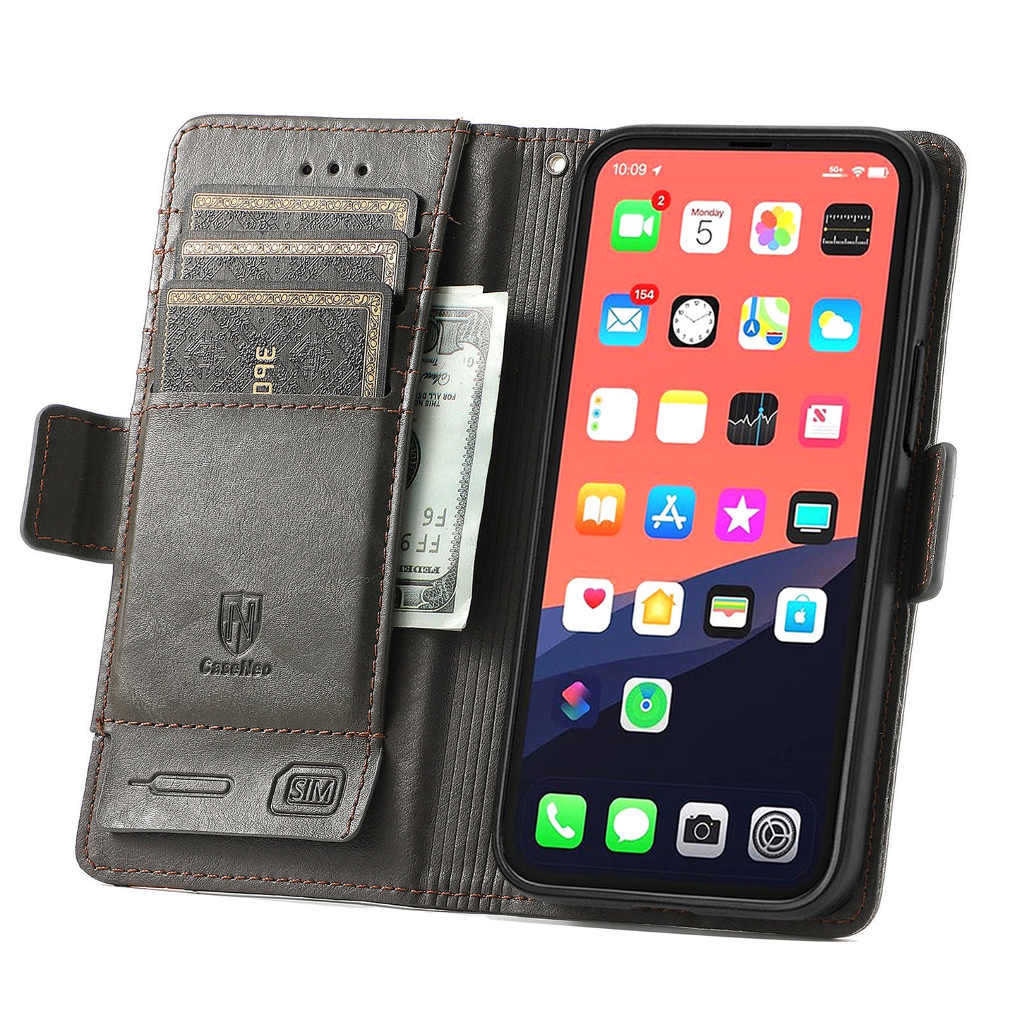 CASENEO 002 Series Business Style Splicing Leather Phone Case for iPhone 13 Pro Max 6.7 inch