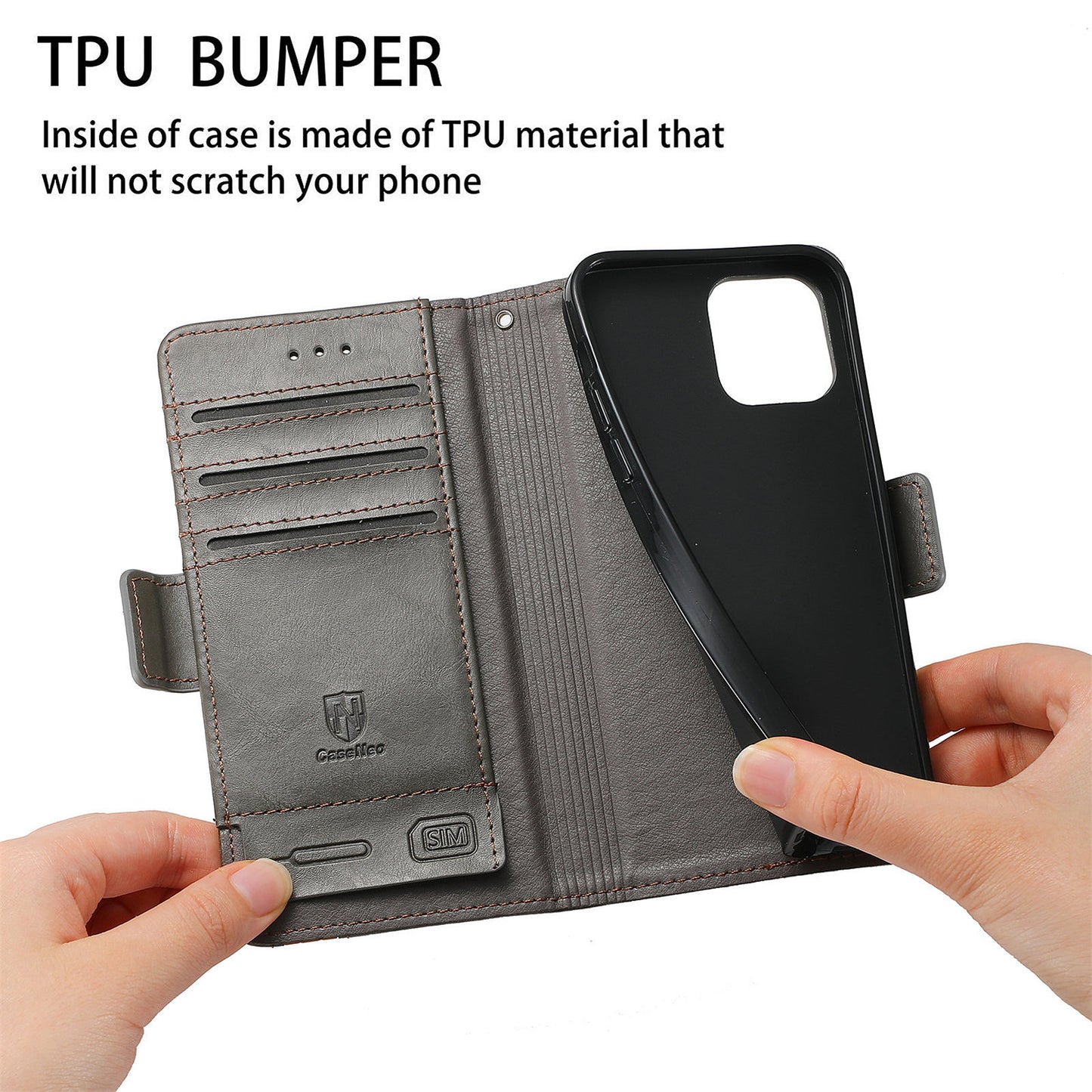 CASENEO 002 Series Business Style Splicing Leather Phone Case for iPhone 13 Pro Max 6.7 inch