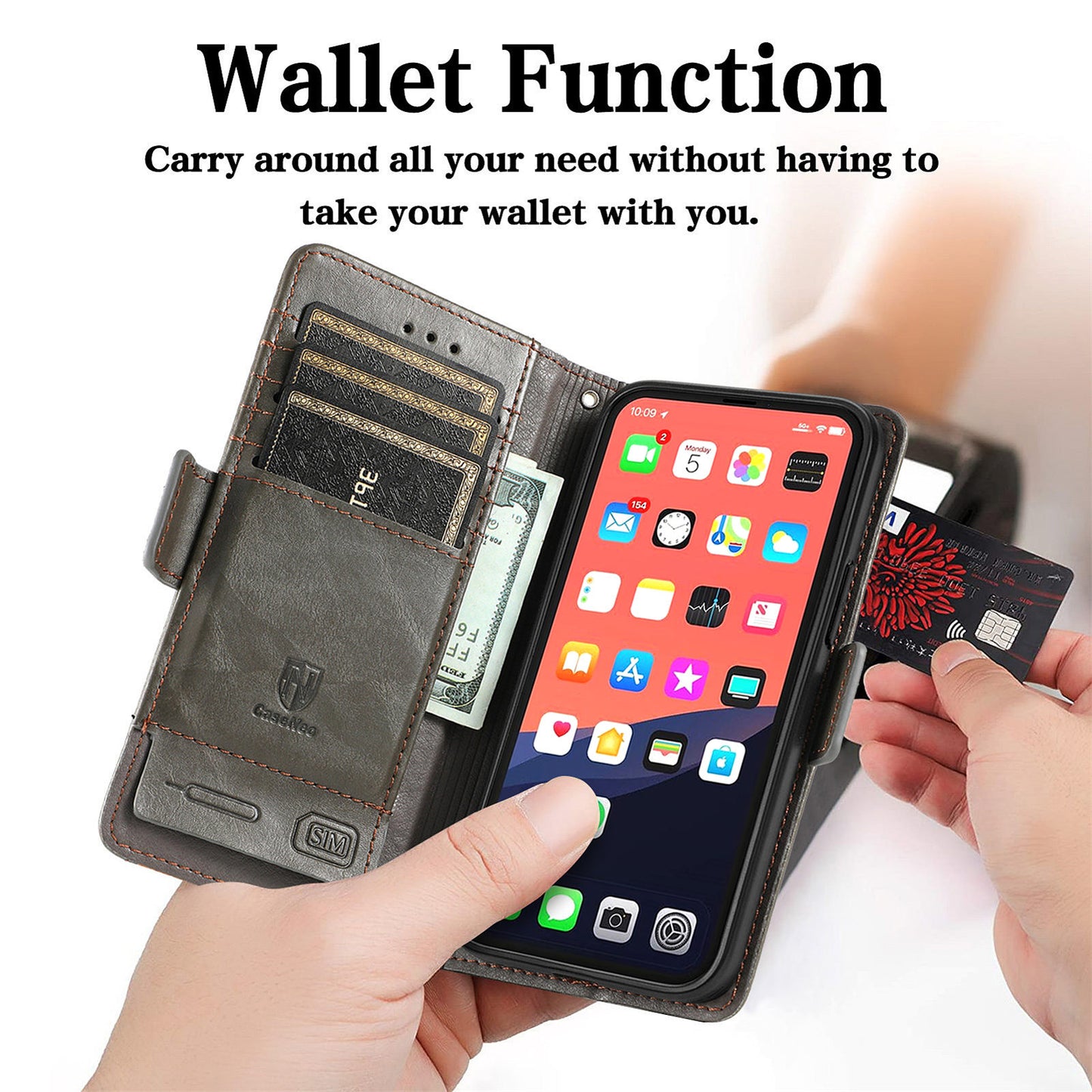 CASENEO 002 Series Business Style Splicing Leather Phone Case for iPhone 13 Pro Max 6.7 inch
