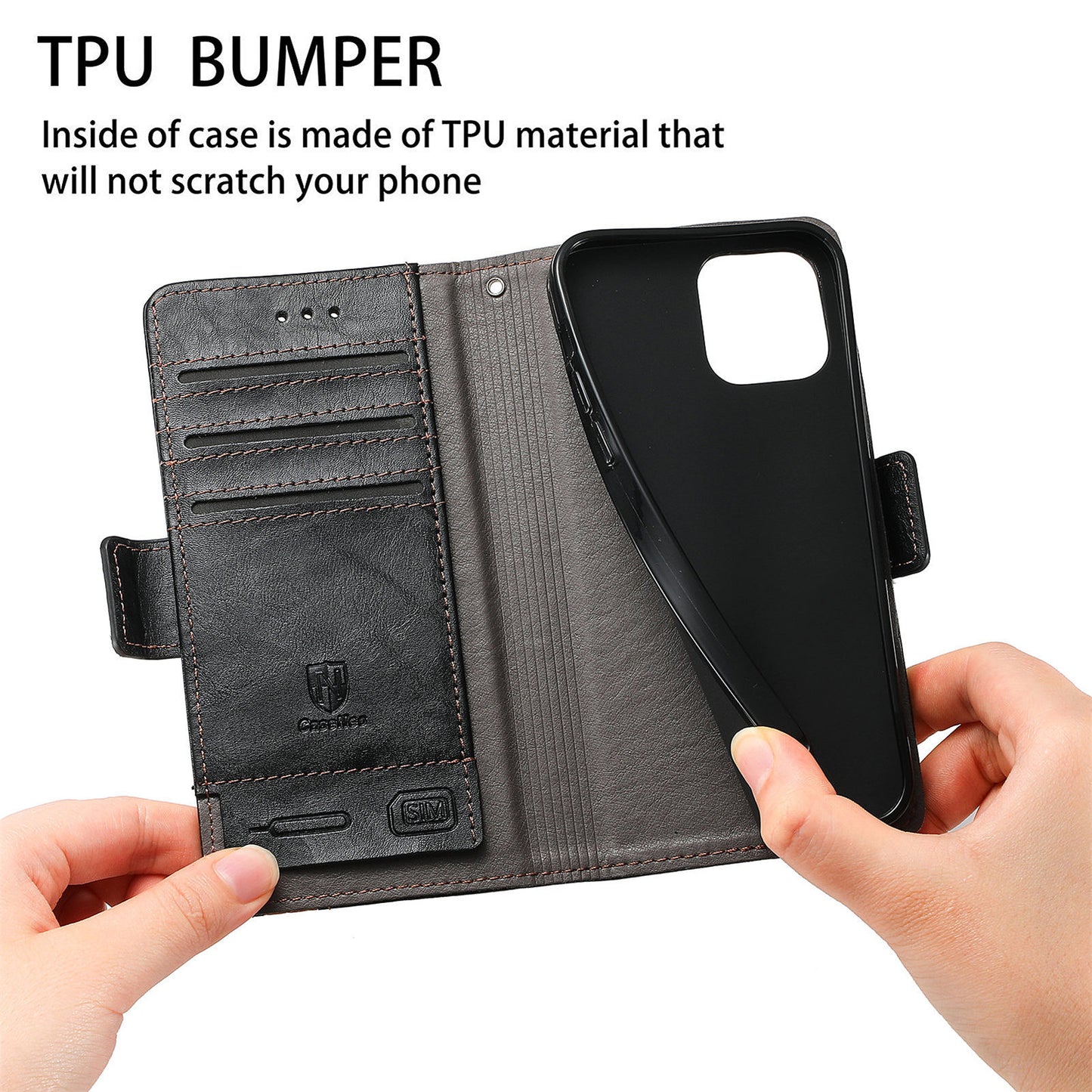 CASENEO 002 Series Business Style Splicing Leather Phone Case for iPhone 13 Pro Max 6.7 inch