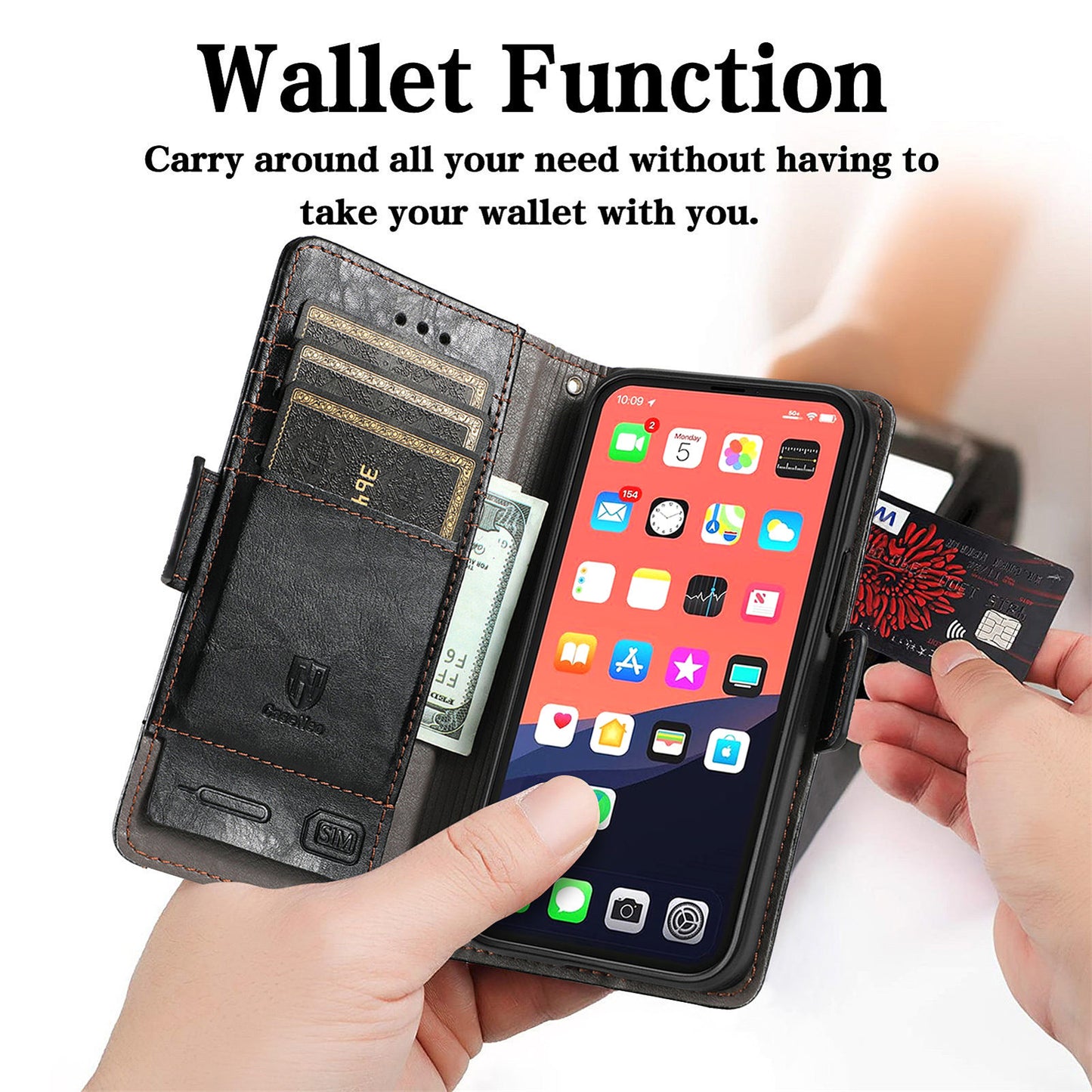 CASENEO 002 Series Business Style Splicing Leather Phone Case for iPhone 13 Pro Max 6.7 inch