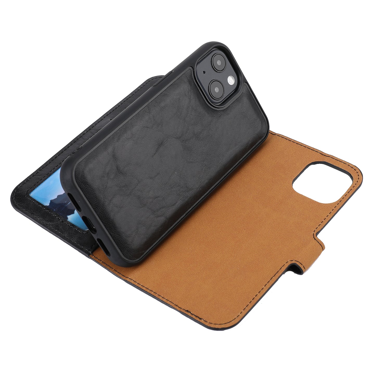 Crazy Horse Texture Detachable Leather Wallet Stand Design Phone Cover Case for iPhone 13 Pro 6.1 inch