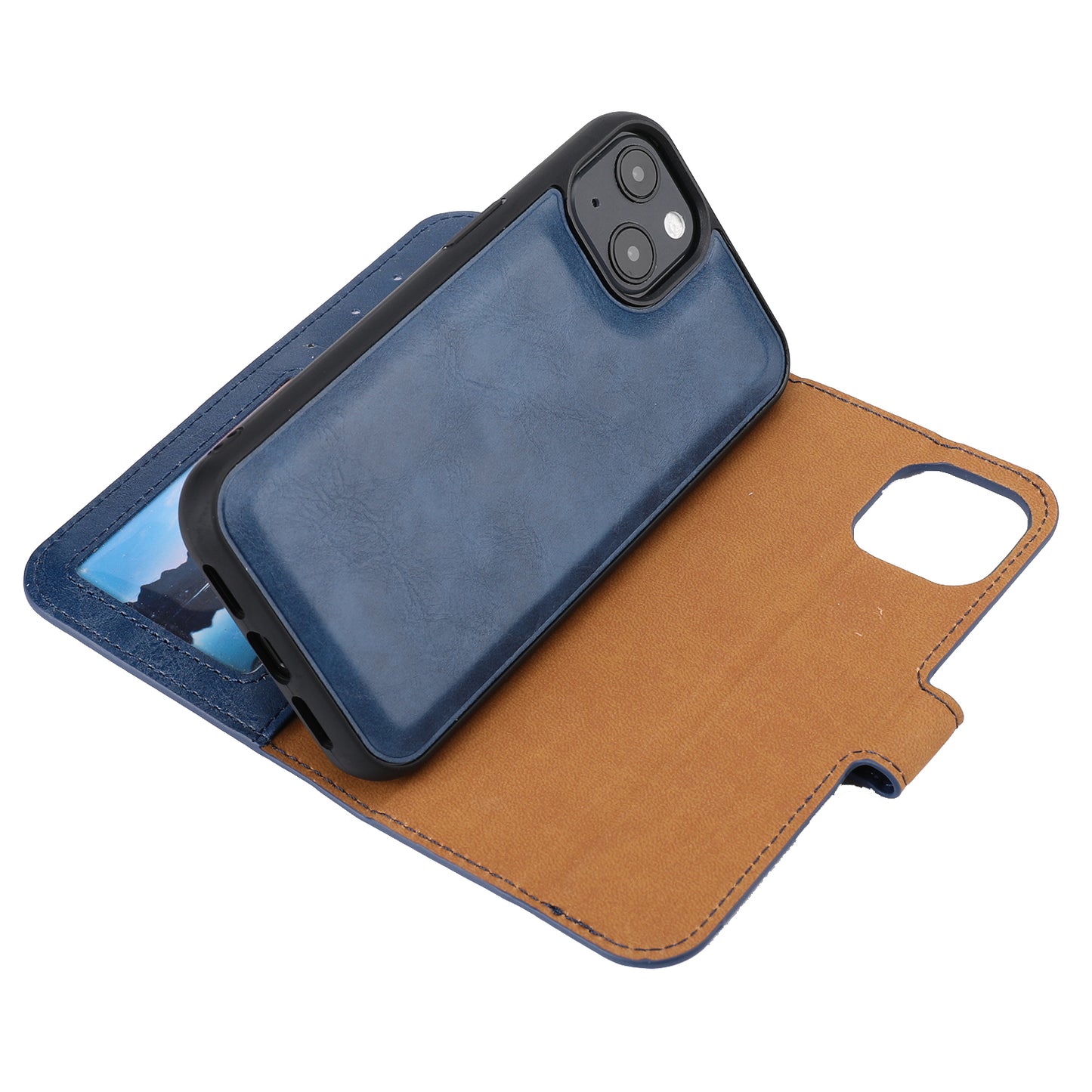 Crazy Horse Texture Detachable Leather Wallet Stand Design Phone Cover Case for iPhone 13 Pro 6.1 inch