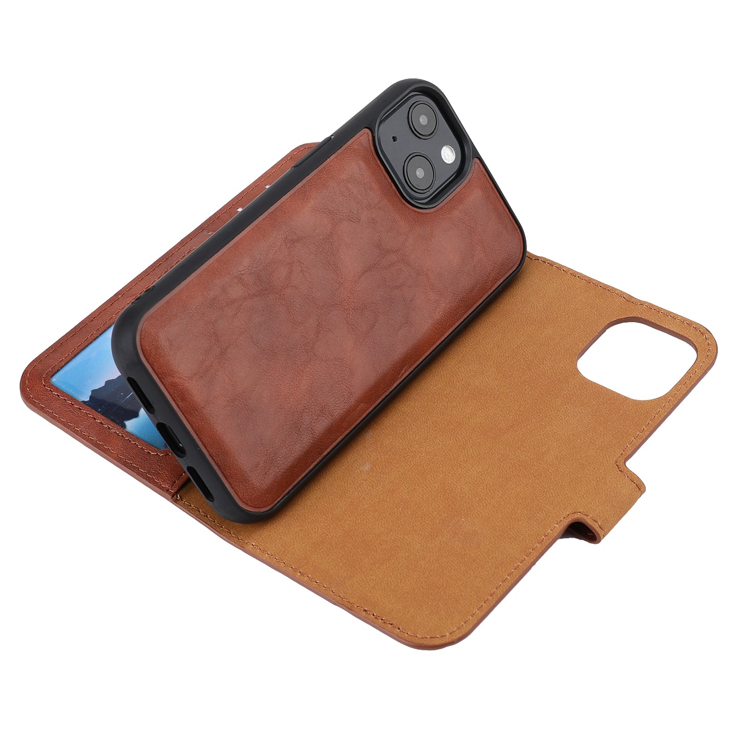 Crazy Horse Texture Detachable Leather Wallet Stand Design Phone Cover Case for iPhone 13 Pro 6.1 inch