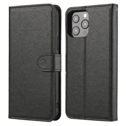 Cross Texture Wallet Stand Design Detachable Leather Phone Case Protector for iPhone 13 Pro 6.1 inch