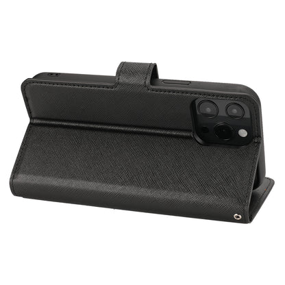 Cross Texture Wallet Stand Design Detachable Leather Phone Case Protector for iPhone 13 Pro 6.1 inch