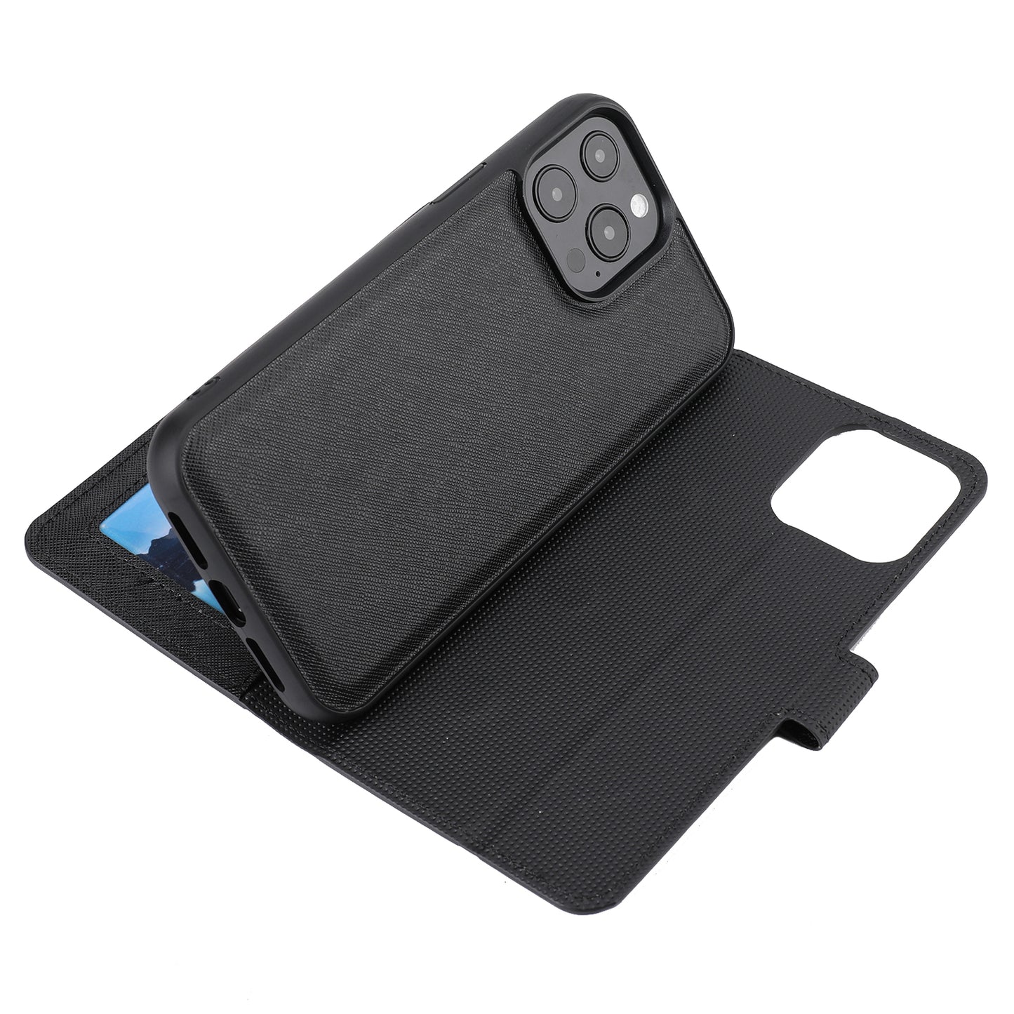 Cross Texture Wallet Stand Design Detachable Leather Phone Case Protector for iPhone 13 Pro 6.1 inch