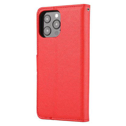 Cross Texture Wallet Stand Design Detachable Leather Phone Case Protector for iPhone 13 Pro 6.1 inch