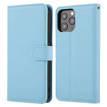 Cross Texture Wallet Stand Design Detachable Leather Phone Case Protector for iPhone 13 Pro 6.1 inch