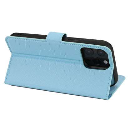 Cross Texture Wallet Stand Design Detachable Leather Phone Case Protector for iPhone 13 Pro 6.1 inch