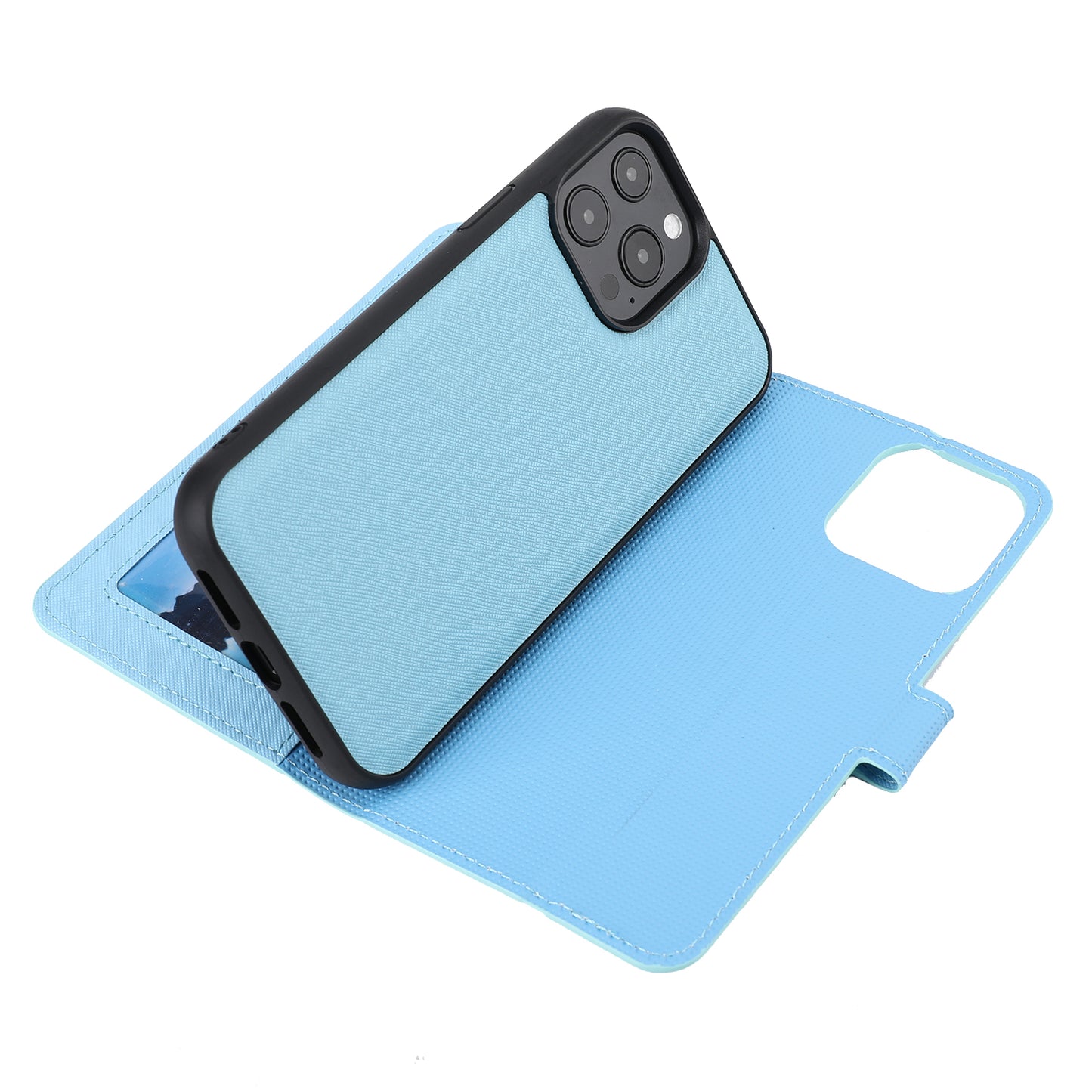 Cross Texture Wallet Stand Design Detachable Leather Phone Case Protector for iPhone 13 Pro 6.1 inch
