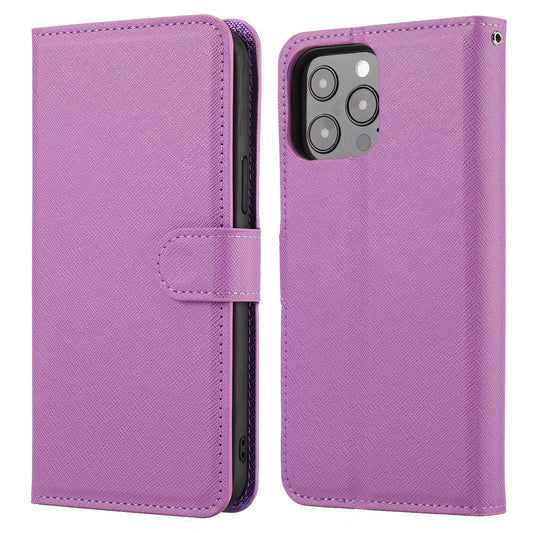 Cross Texture Wallet Stand Design Detachable Leather Phone Case Protector for iPhone 13 Pro 6.1 inch
