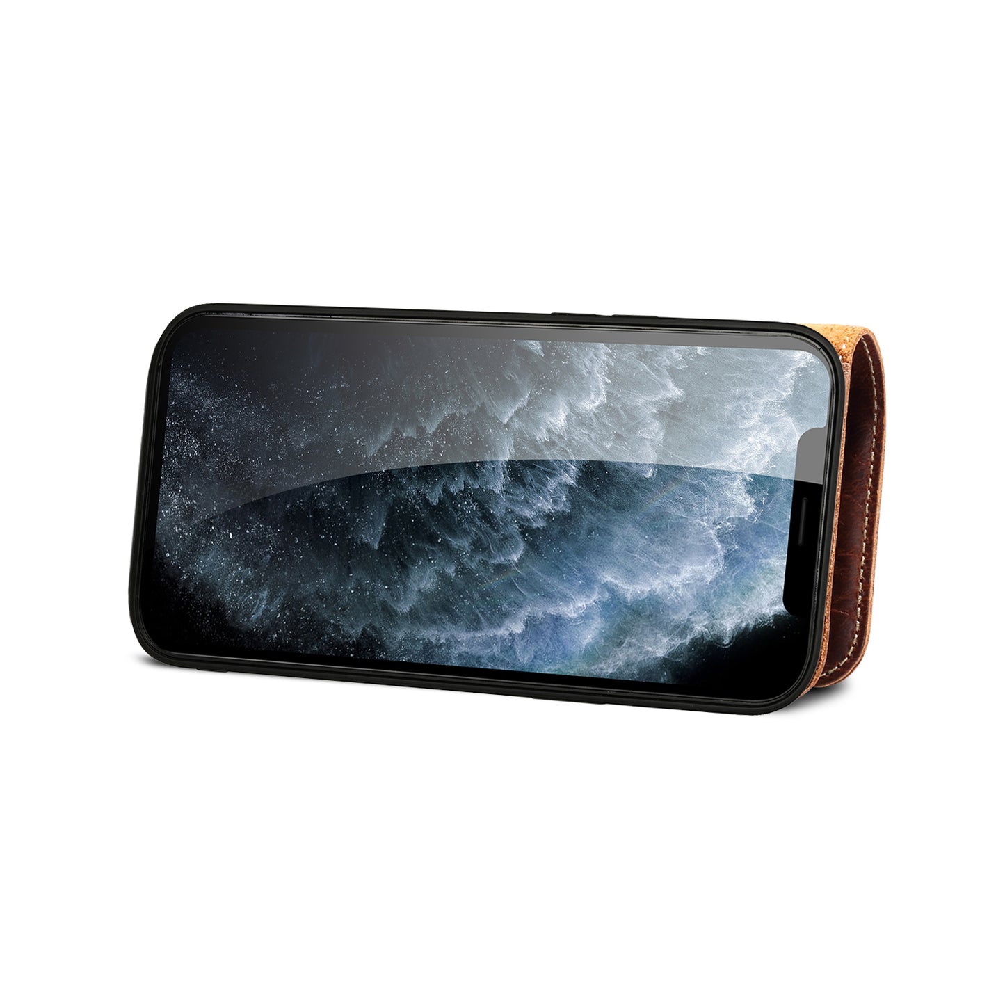 Full Protective Genuine Leather Wallet Phone Shell Cover with Lanyard for iPhone 13 Pro 6.1 inch